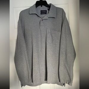 Roundtree & Yorke Men's Button- Collared Grey Pullover Sweater, XL, 100% Cotton